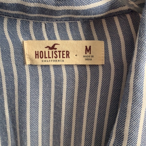 blue & white striped button down with floral detailing - Picture 3 of 3